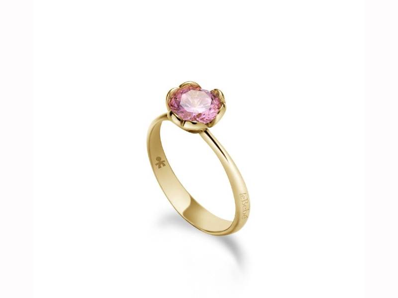 ANELLO ORO GIALLO 9 KT E QUARZO ROSA DI SINTESI LOVELY LE BEBE' LBB600